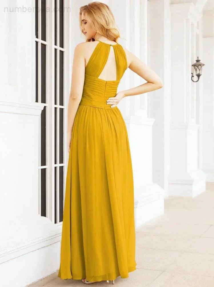 Numbersea Sleeveless Bridesmaid Dresses Long Prom Gown Zipper with Keyhole Back 28056 by numbersea