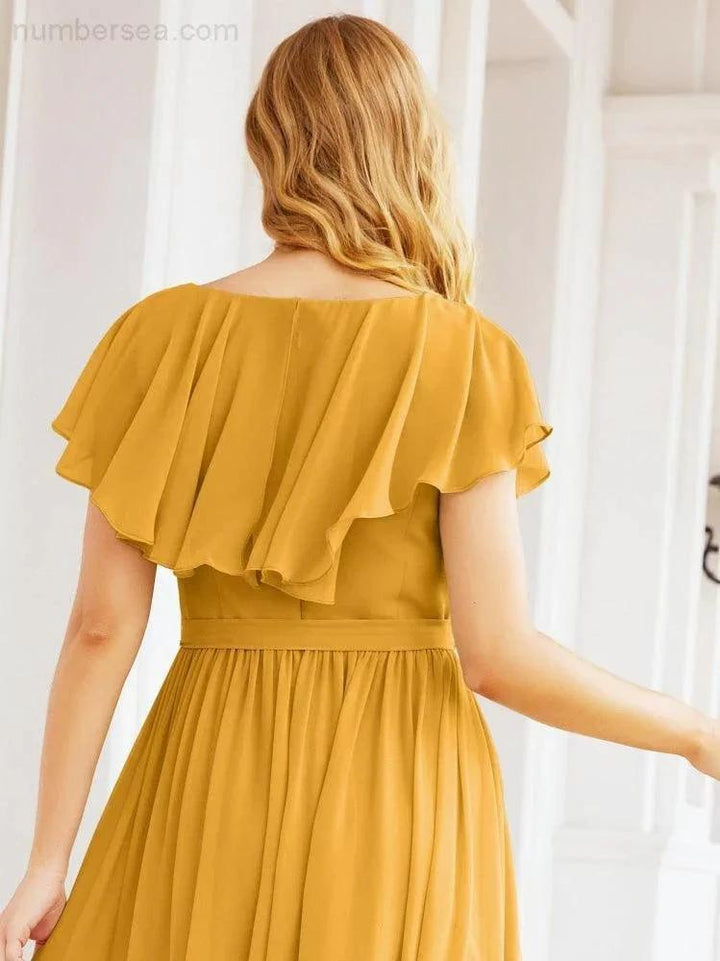 Bridesmaid Dresses with Flutter Sleeves Formal Evening Party Prom Gowns 28044 by numbersea