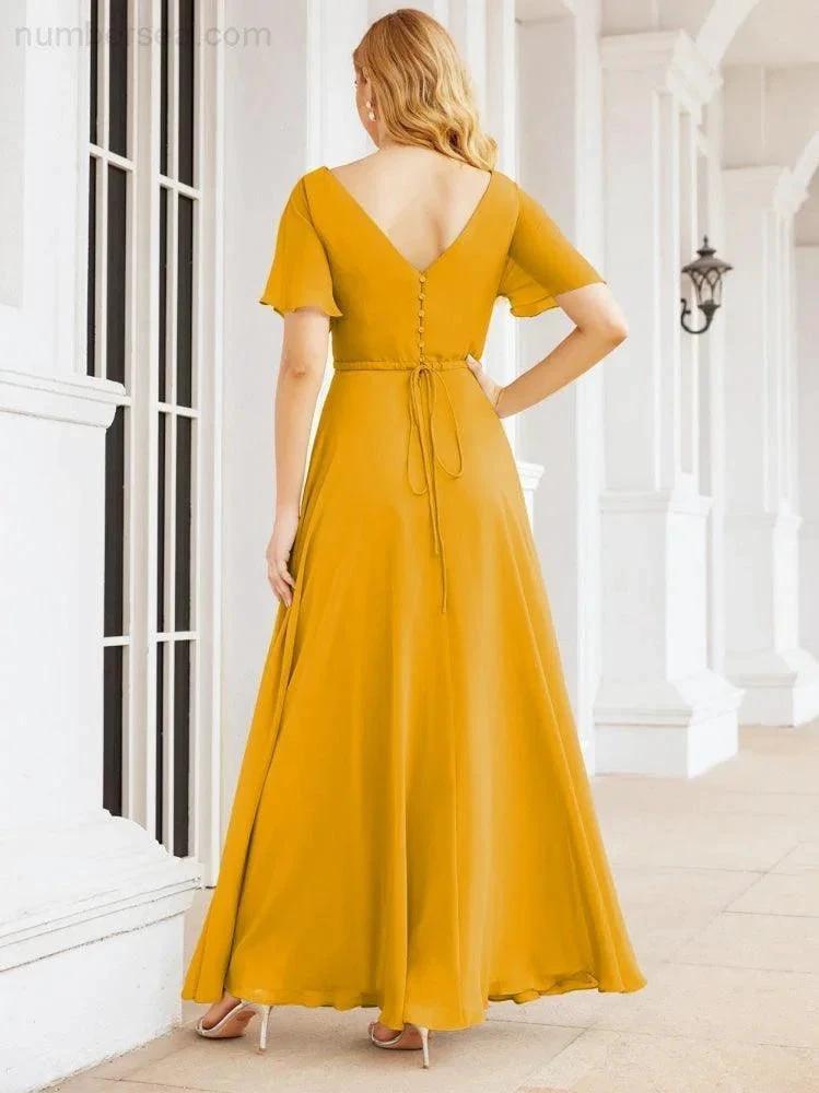 Numbersea Formal Prom Gowns for Mother of The Bride Short Sleeves Bridesmaid Dress 28049 by numbersea