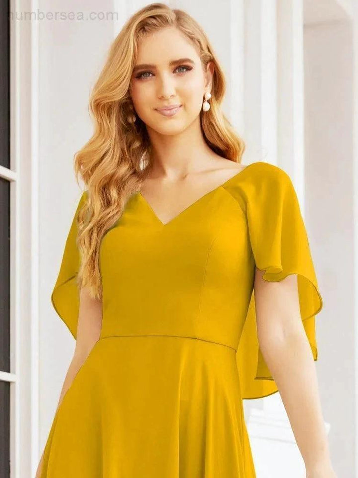 Numbersea Bridesmaid Dresses for Wedding Formal Evening Party Prom Gown with Cape 28050 by numbersea