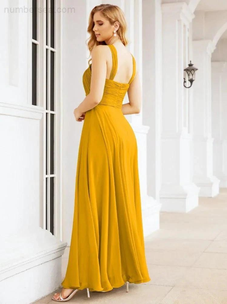Numbersea Crisscross Halter Bridesmaid Dresses for Party Wedding Evening Prom Maxi Ball Gowns 28053 by numbersea