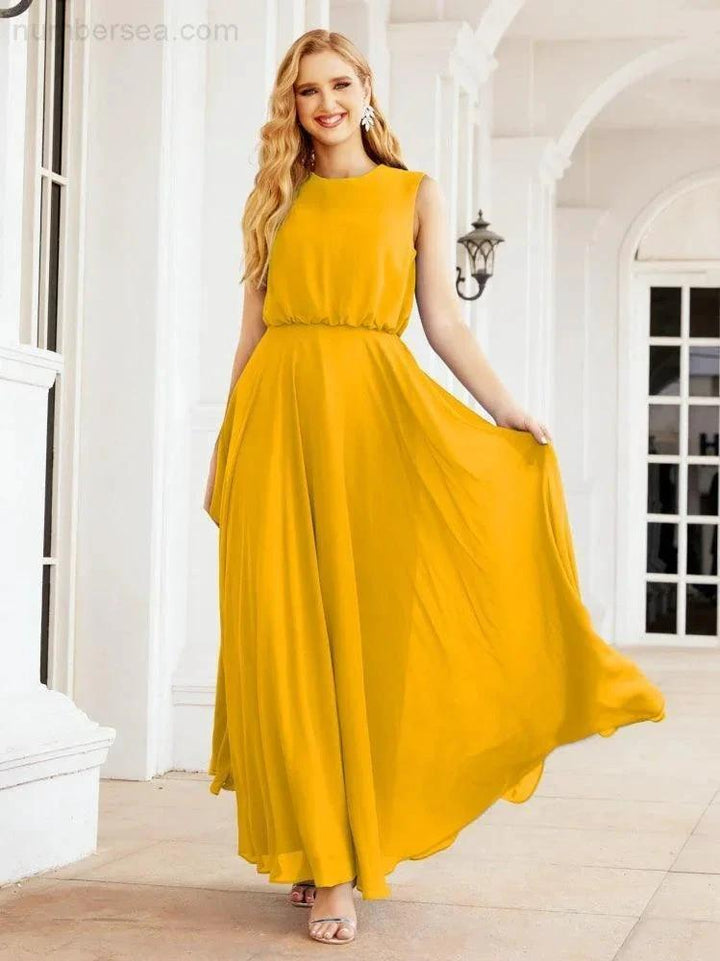 Numbersea Sleeveless Long Bridesmaid Dress A line Formal Evening Prom Gown 28025 by numbersea