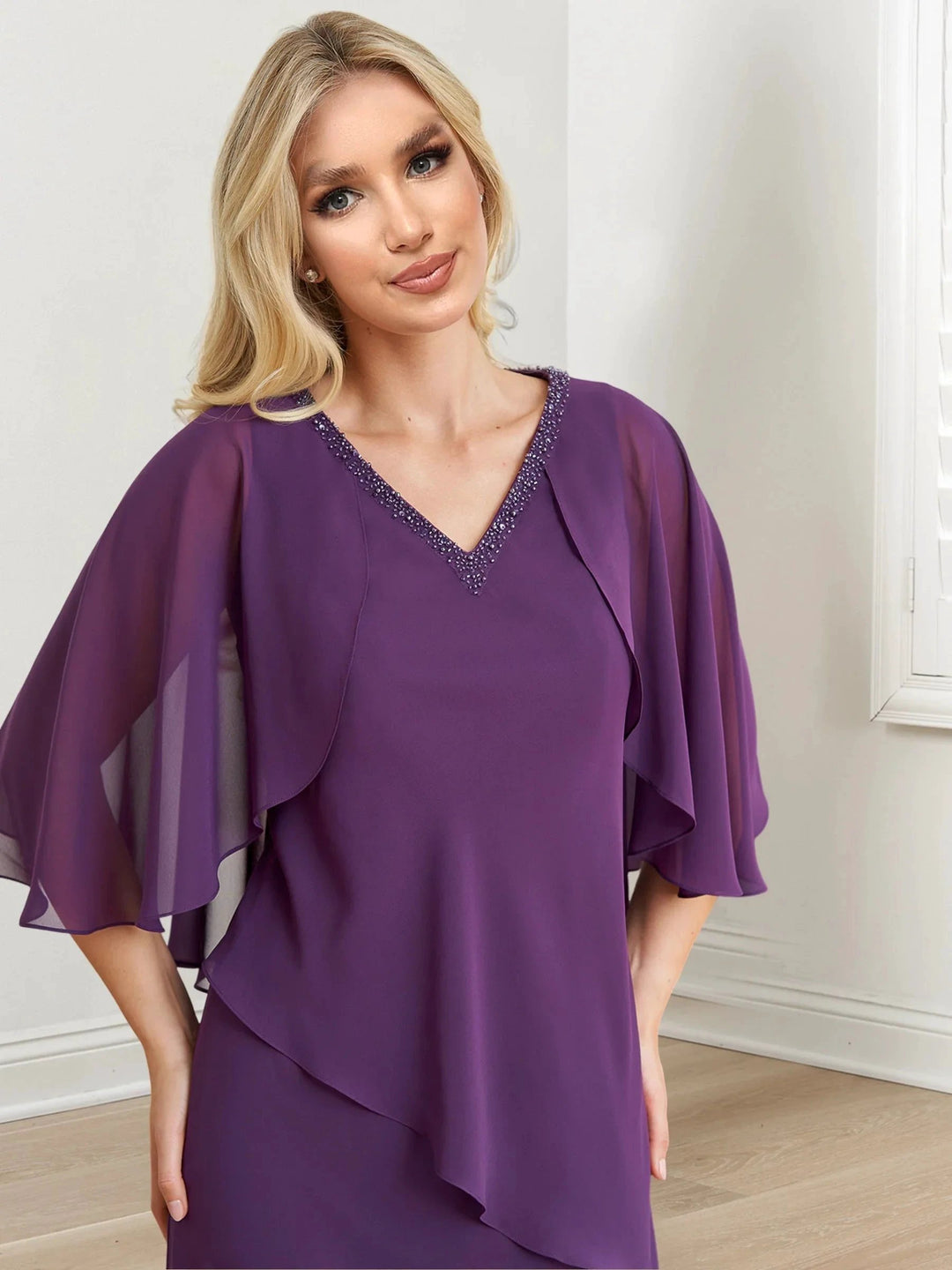 A-Line/Princess V-Neck Floor-Length Mother of the Bride Dresses by Dreamylily