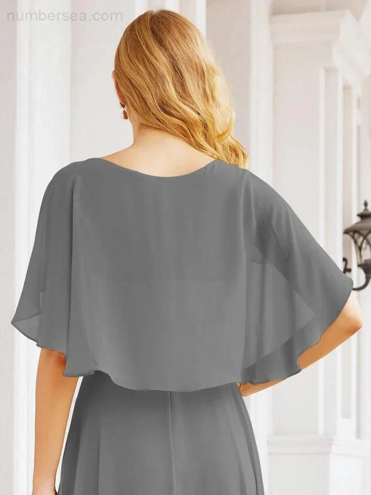 Numbersea Bridesmaid Dresses for Wedding Formal Evening Party Prom Gown with Cape 28050 by numbersea