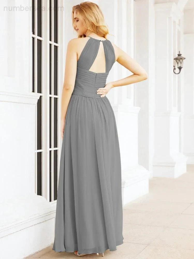 Numbersea Sleeveless Bridesmaid Dresses Long Prom Gown Zipper with Keyhole Back 28056 by numbersea