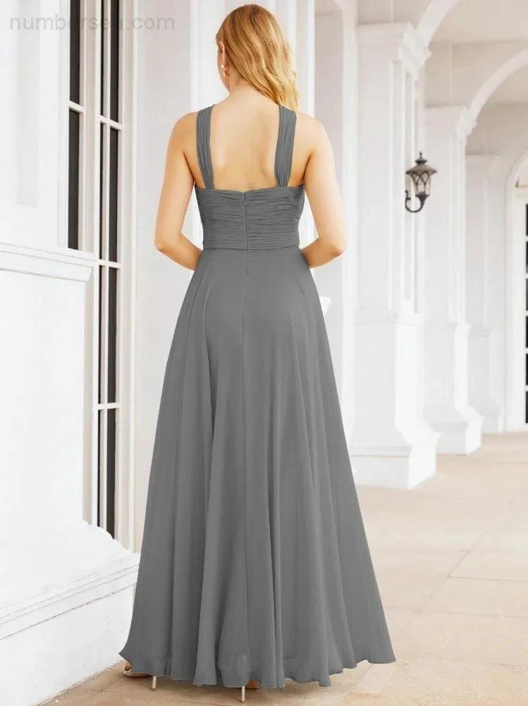 Numbersea Crisscross Halter Bridesmaid Dresses for Party Wedding Evening Prom Maxi Ball Gowns 28053 by numbersea