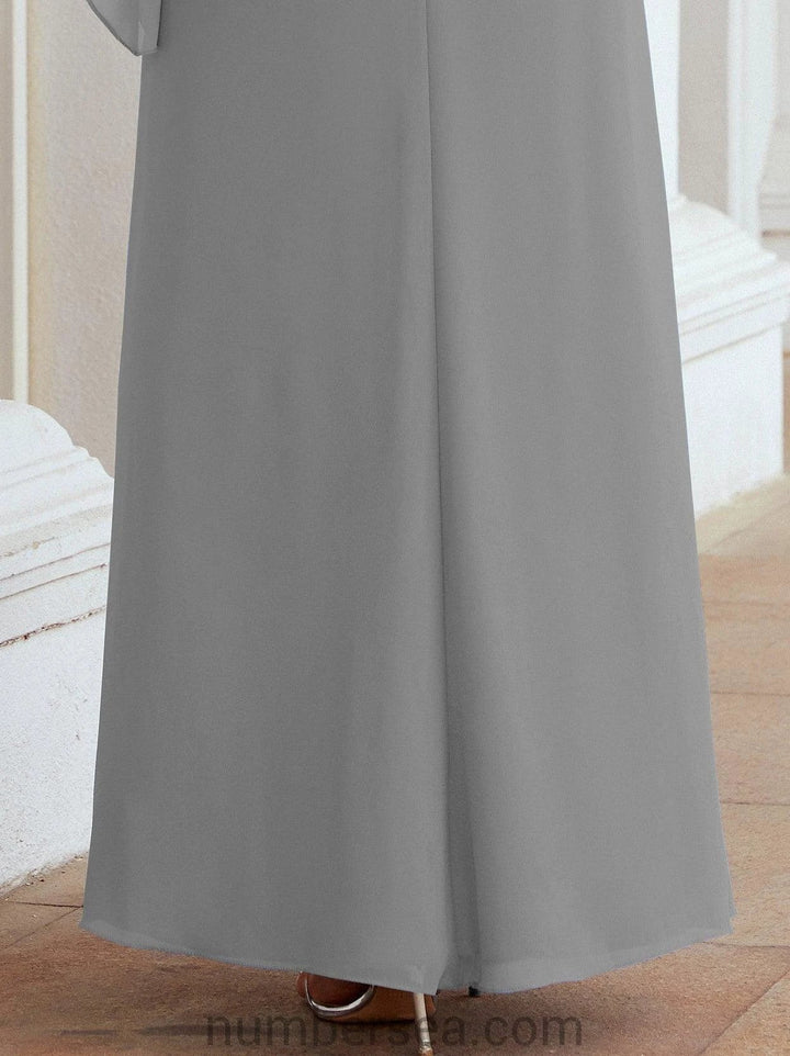 Sunnderly Formal Party Gown Dress Long Mother of The Bride Dresses with Ruffle Cape SY28026 by numbersea