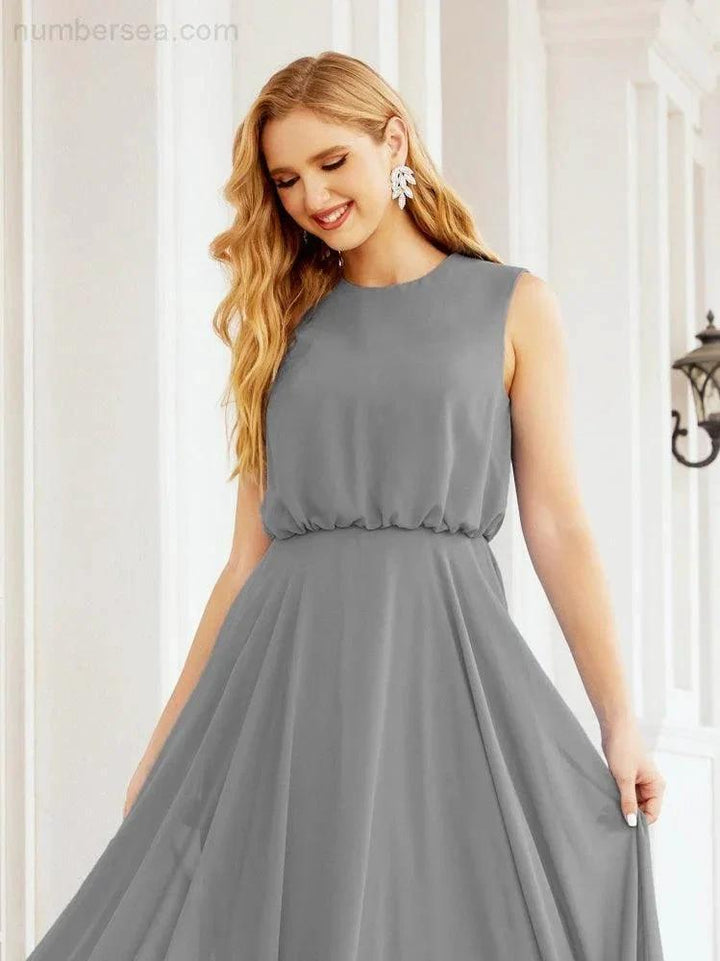 Numbersea Sleeveless Long Bridesmaid Dress A line Formal Evening Prom Gown 28025 by numbersea