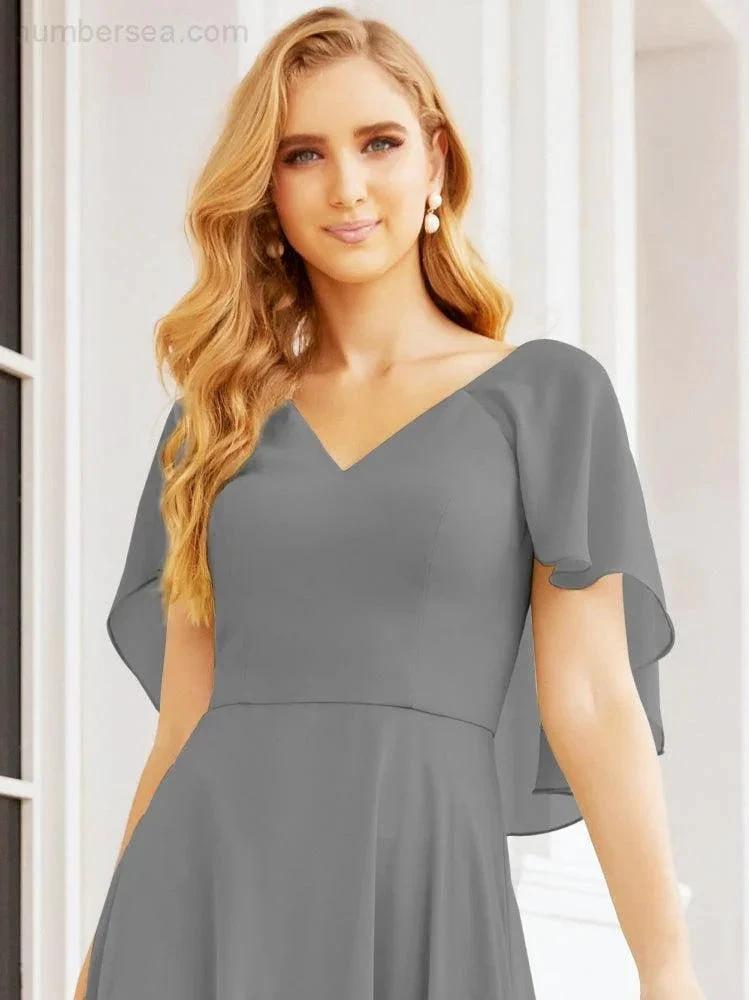 Numbersea Bridesmaid Dresses for Wedding Formal Evening Party Prom Gown with Cape 28050 by numbersea