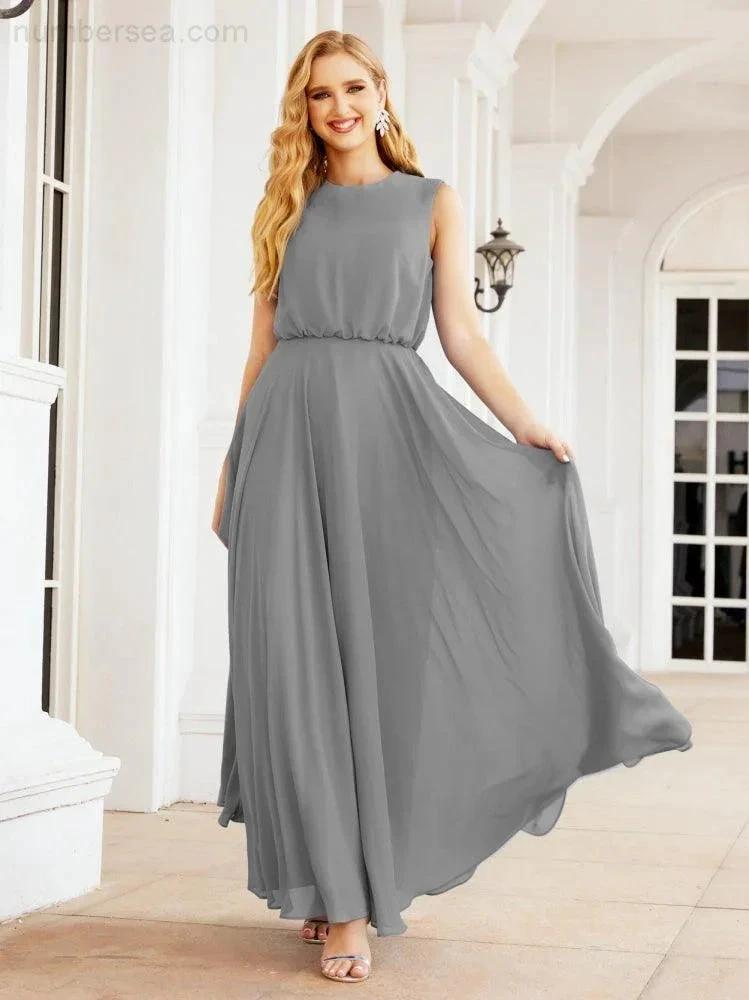Numbersea Sleeveless Long Bridesmaid Dress A line Formal Evening Prom Gown 28025 by numbersea