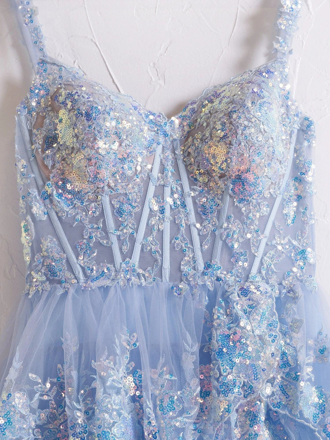 Princess A Line Off the Shoulder Corset Prom Dress with Lace Ruffles by KissProm