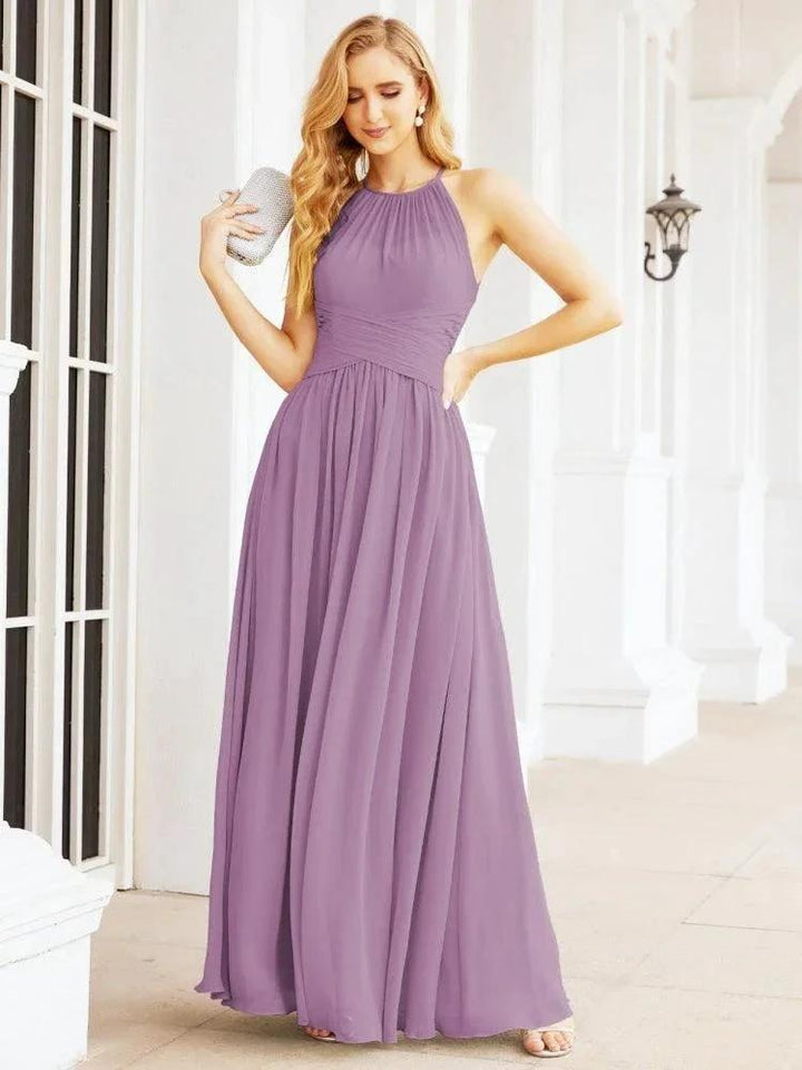 Numbersea Sleeveless Bridesmaid Dresses Long Prom Gown Zipper with Keyhole Back 28056 by numbersea
