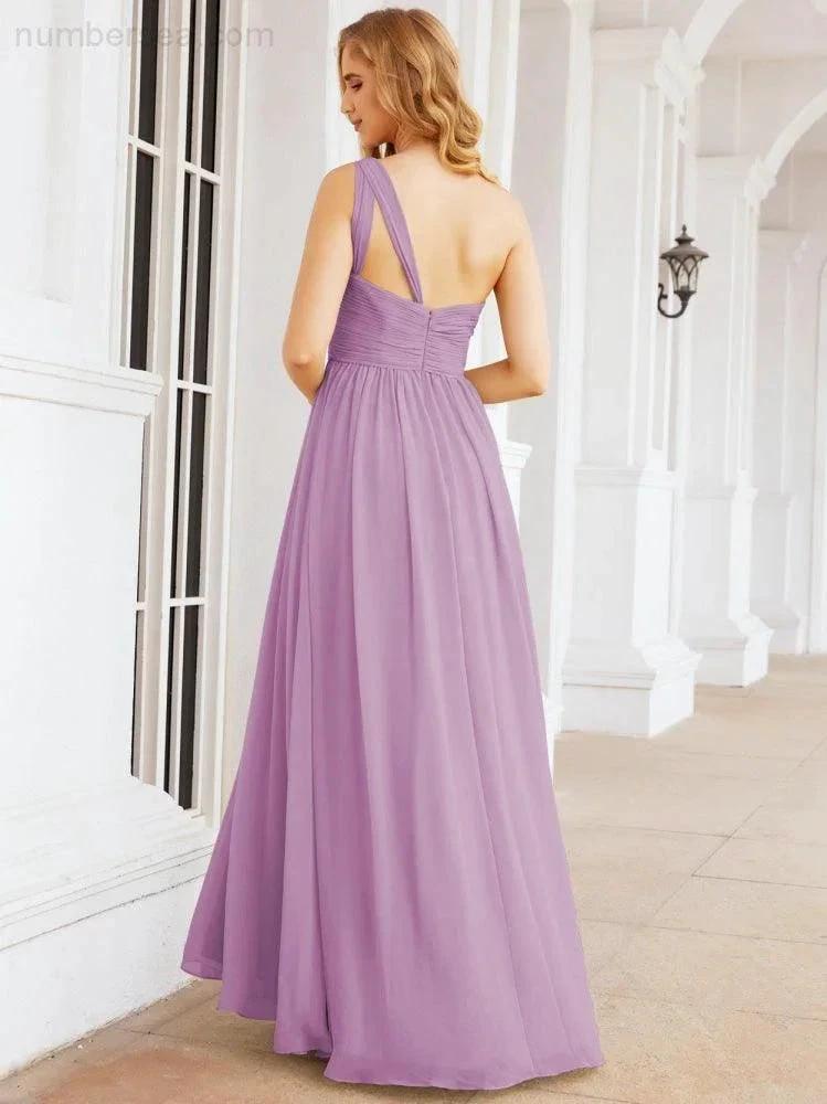 Numbersea One Shoulder Bridesmaid Dresses Long Maxi Formal Evening Party Prom Gowns 28061 by numbersea