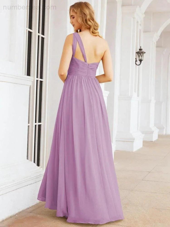 Numbersea One Shoulder Bridesmaid Dresses Long Maxi Formal Evening Party Prom Gowns 28061 by numbersea