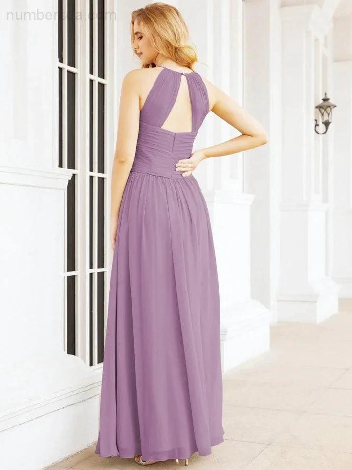 Numbersea Sleeveless Bridesmaid Dresses Long Prom Gown Zipper with Keyhole Back 28056 by numbersea
