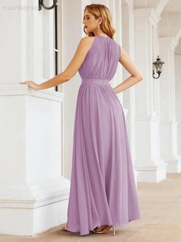 Numbersea Halter Bridesmaid Dress Empire Waist Formal Evening Prom Gown for Mother of The Bride 28030 by numbersea