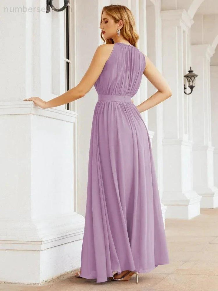 Numbersea Halter Bridesmaid Dress Empire Waist Formal Evening Prom Gown for Mother of The Bride 28030 by numbersea