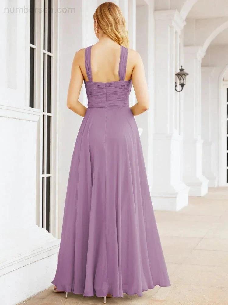 Numbersea Crisscross Halter Bridesmaid Dresses for Party Wedding Evening Prom Maxi Ball Gowns 28053 by numbersea