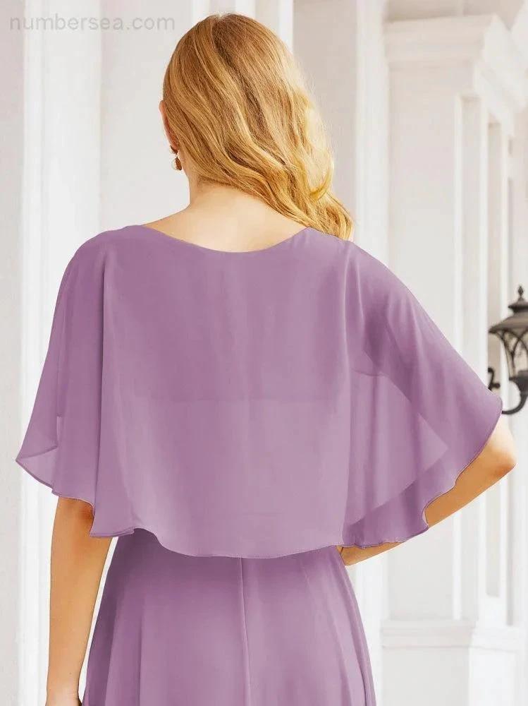 Numbersea Bridesmaid Dresses for Wedding Formal Evening Party Prom Gown with Cape 28050 by numbersea