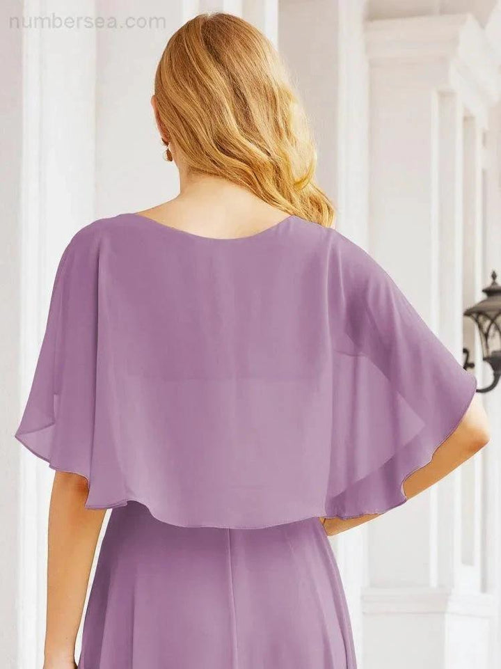 Numbersea Bridesmaid Dresses for Wedding Formal Evening Party Prom Gown with Cape 28050 by numbersea