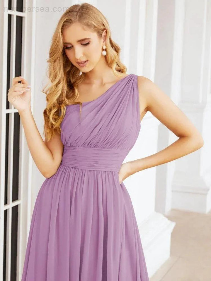 Numbersea One Shoulder Bridesmaid Dresses Long Maxi Formal Evening Party Prom Gowns 28061 by numbersea