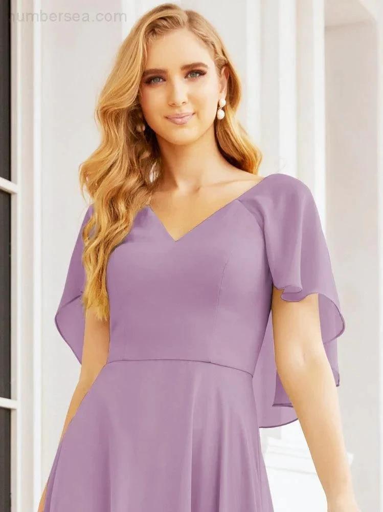 Numbersea Bridesmaid Dresses for Wedding Formal Evening Party Prom Gown with Cape 28050 by numbersea