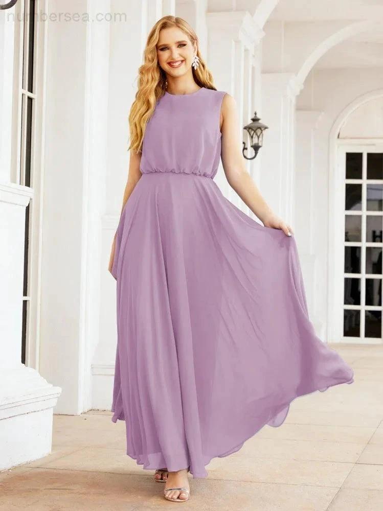 Numbersea Sleeveless Long Bridesmaid Dress A line Formal Evening Prom Gown 28025 by numbersea