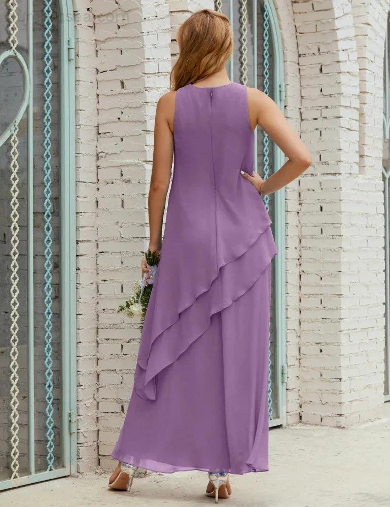 Chiffon Long Plus Size Mother of Bride Dresses Formal Bridesmaid Prom Gown SY28019 by numbersea