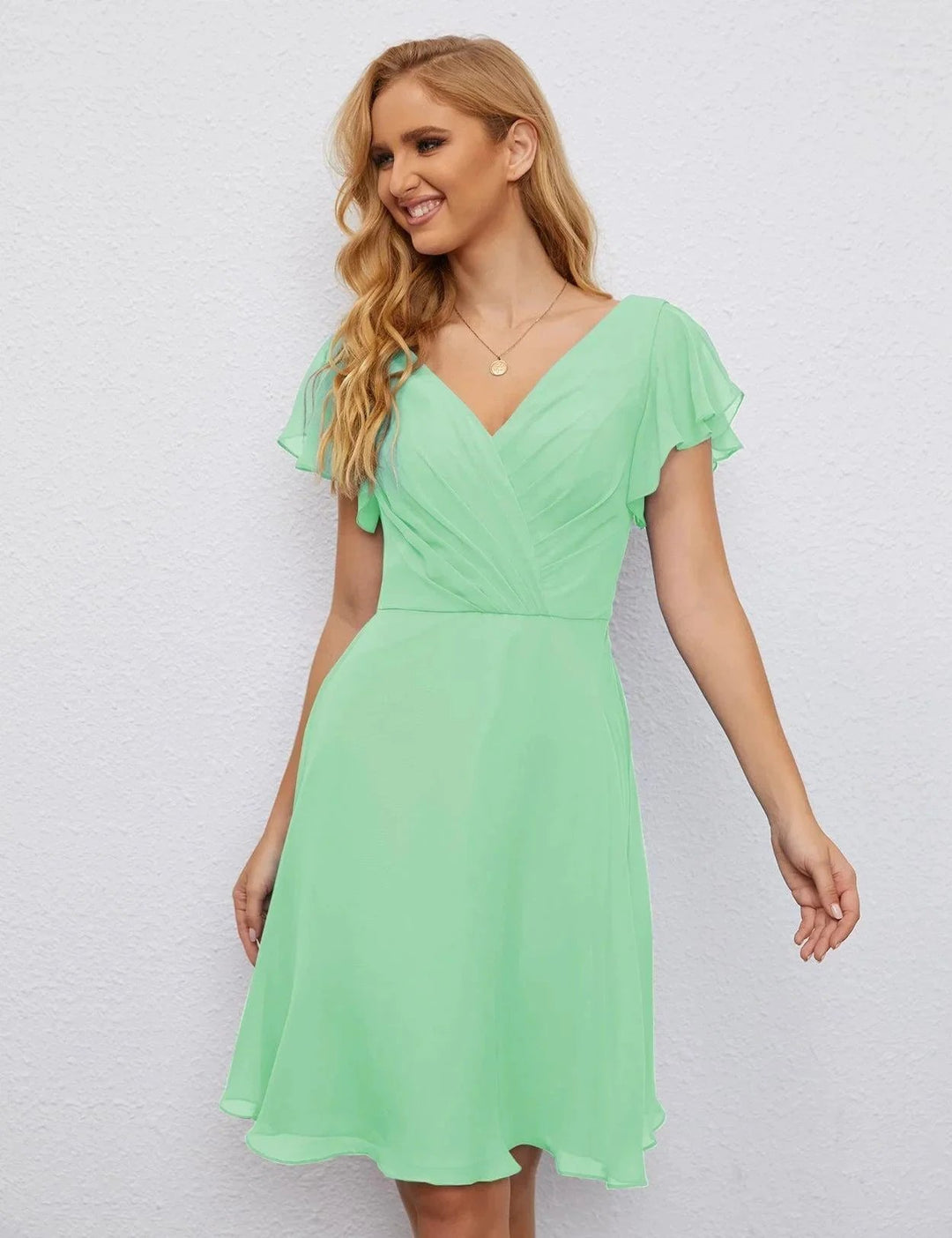 Numbersea U Back Homecoming Dress Formal Prom Dress Knee Length Short Sleeves Cocktail Party Dress 28077 by numbersea