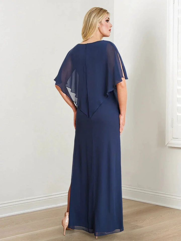 Sheath/Column V-Neck Mother of the Bride Dresses with Beading &amp; Split Side by Dreamylily