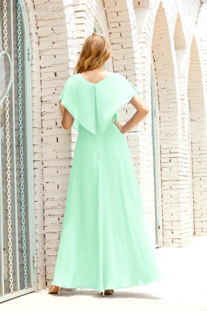 Numbersea Mother of The Bride Dresses Plus Size V-Neck Floor Length Formal Prom Dress for Wedding Guest 28020 by numbersea