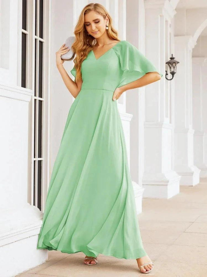 Numbersea Bridesmaid Dresses for Wedding Formal Evening Party Prom Gown with Cape 28050 by numbersea