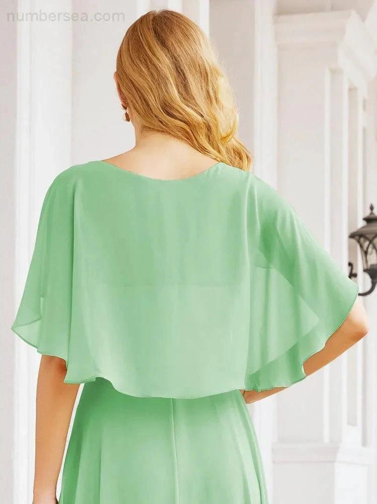 Numbersea Bridesmaid Dresses for Wedding Formal Evening Party Prom Gown with Cape 28050 by numbersea