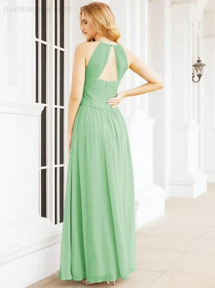 Numbersea Sleeveless Bridesmaid Dresses Long Prom Gown Zipper with Keyhole Back 28056 by numbersea