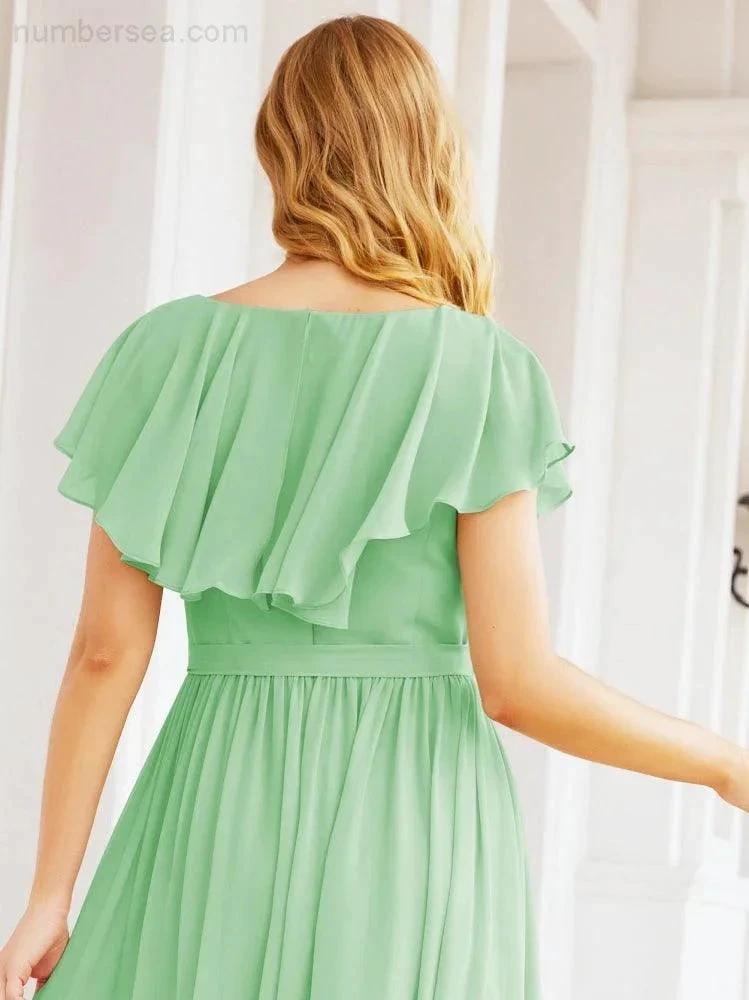 Bridesmaid Dresses with Flutter Sleeves Formal Evening Party Prom Gowns 28044 by numbersea