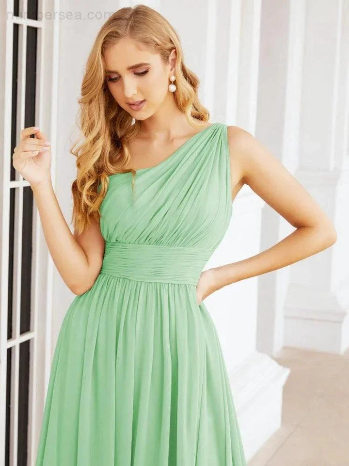 Numbersea One Shoulder Bridesmaid Dresses Long Maxi Formal Evening Party Prom Gowns 28061 by numbersea