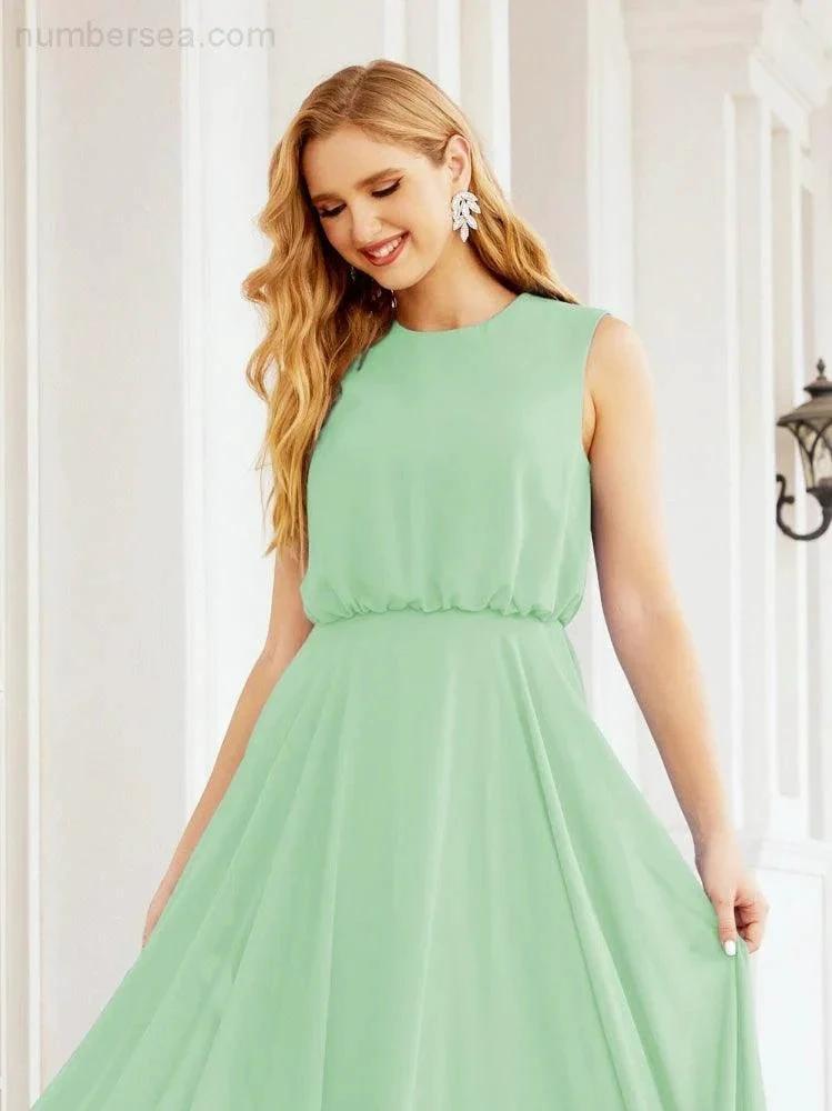 Numbersea Sleeveless Long Bridesmaid Dress A line Formal Evening Prom Gown 28025 by numbersea