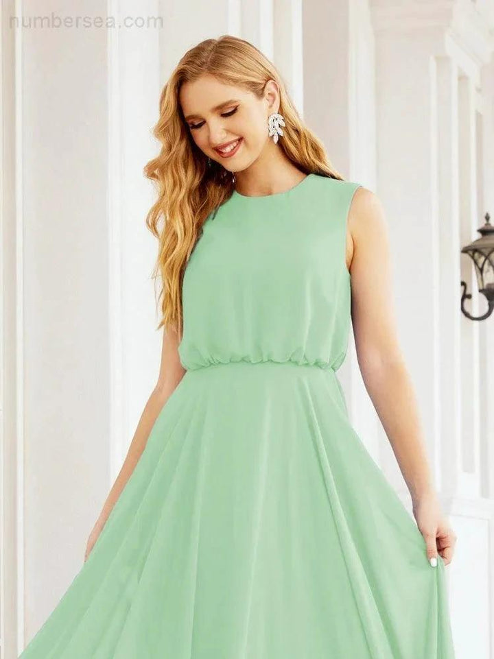 Numbersea Sleeveless Long Bridesmaid Dress A line Formal Evening Prom Gown 28025 by numbersea
