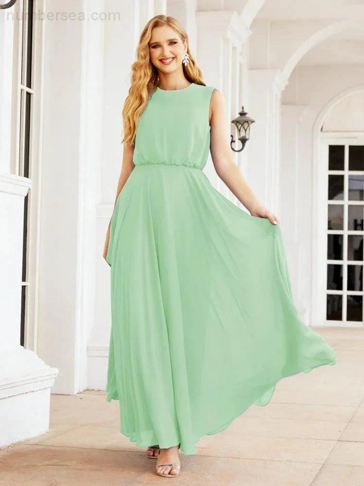 Numbersea Sleeveless Long Bridesmaid Dress A line Formal Evening Prom Gown 28025 by numbersea