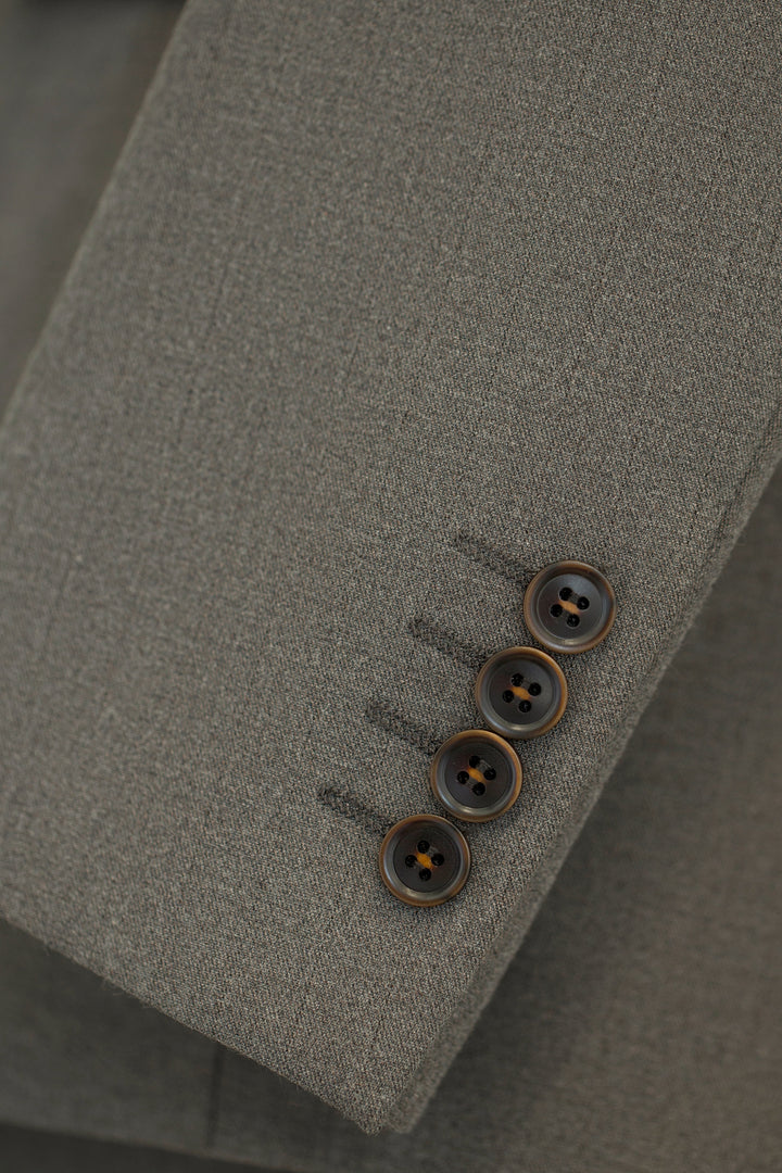 Three-Piece Solid Taupe Grey Wool Suit | Tailored Formal Groom &amp; Business Suit by 男装