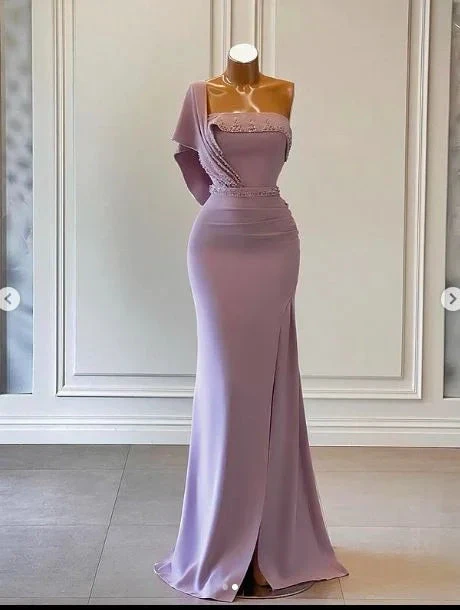 Mermaid Prom Dresses, One Shoulder Prom Dresses, Arabic Evening Dresses Y4069 by simplepromdress