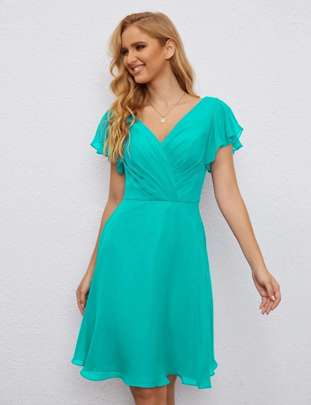 Numbersea U Back Homecoming Dress Formal Prom Dress Knee Length Short Sleeves Cocktail Party Dress 28077 by numbersea