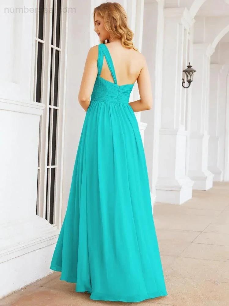 Numbersea One Shoulder Bridesmaid Dresses Long Maxi Formal Evening Party Prom Gowns 28061 by numbersea