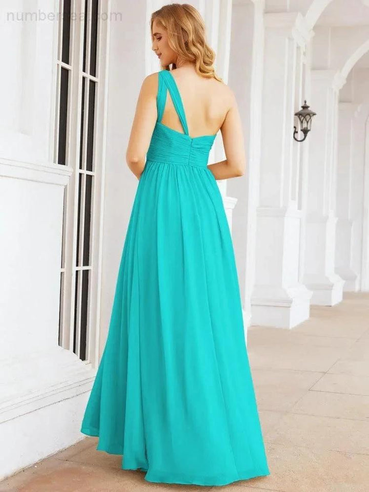 Numbersea One Shoulder Bridesmaid Dresses Long Maxi Formal Evening Party Prom Gowns 28061 by numbersea