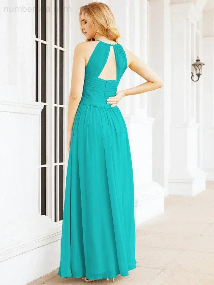 Numbersea Sleeveless Bridesmaid Dresses Long Prom Gown Zipper with Keyhole Back 28056 by numbersea