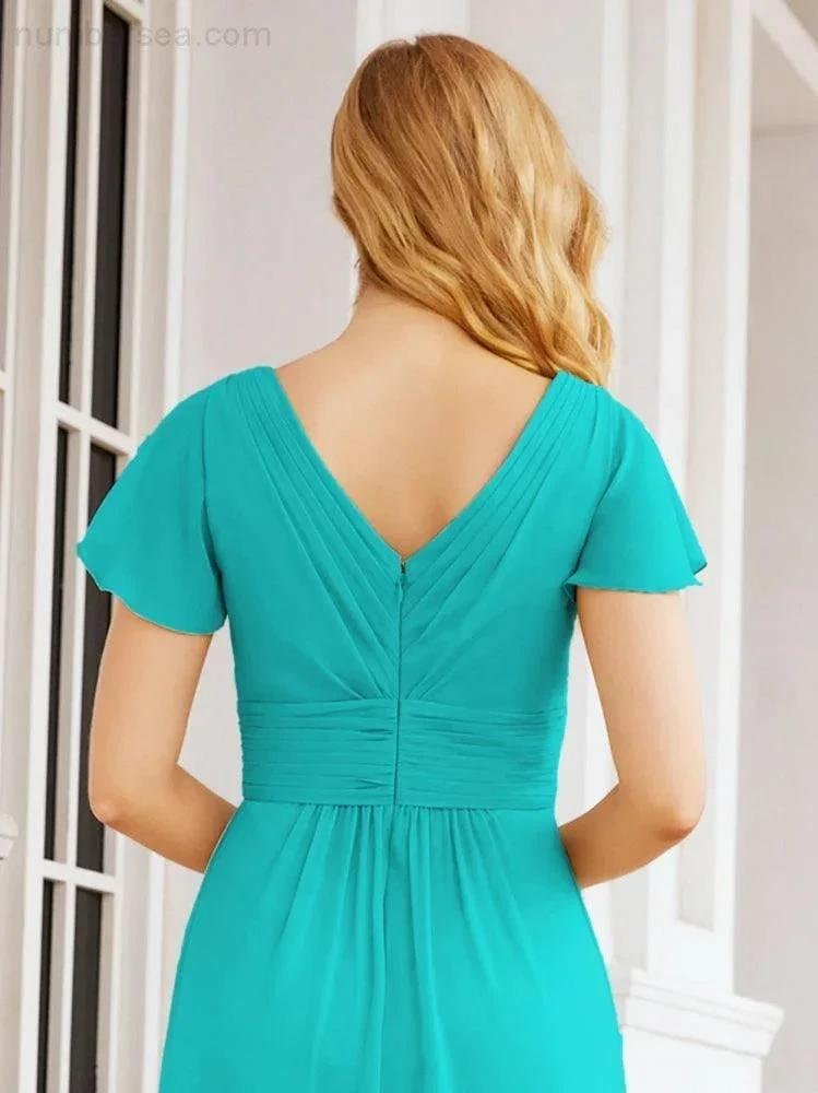 Numbersea Formal Prom Gowns for Mother of The Bride Cap Sleeves Bridesmaid Dress 28047 by numbersea