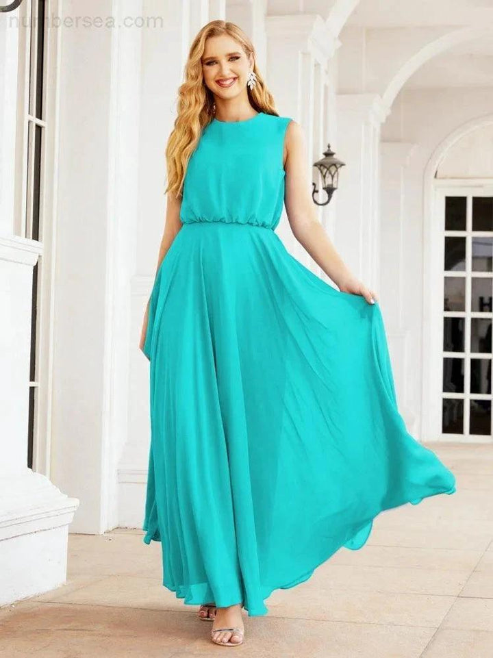 Numbersea Sleeveless Long Bridesmaid Dress A line Formal Evening Prom Gown 28025 by numbersea
