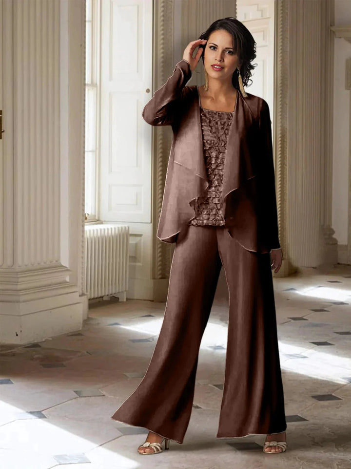 Chiffon Long Sleeves Mother of the Bride Pantsuits with Jacket by Dreamylily