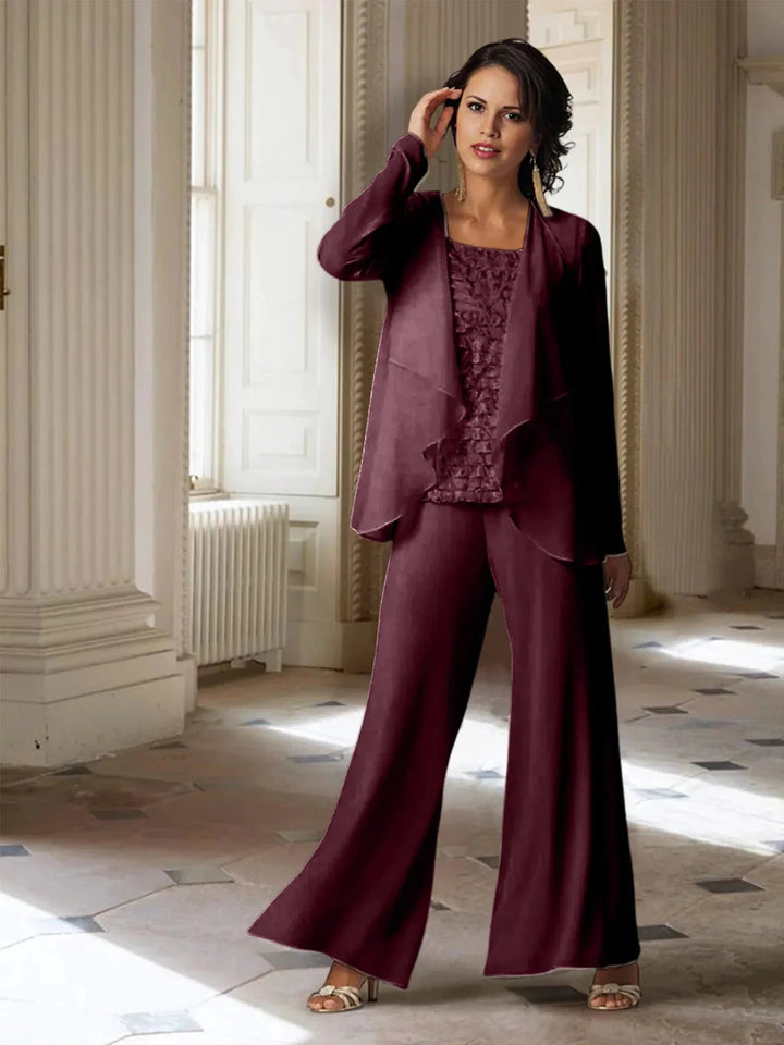 Chiffon Long Sleeves Mother of the Bride Pantsuits with Jacket by Dreamylily