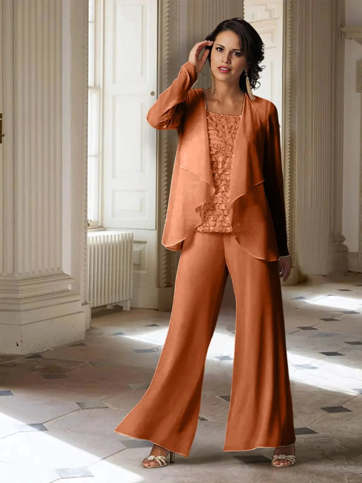 Chiffon Long Sleeves Mother of the Bride Pantsuits with Jacket by Dreamylily